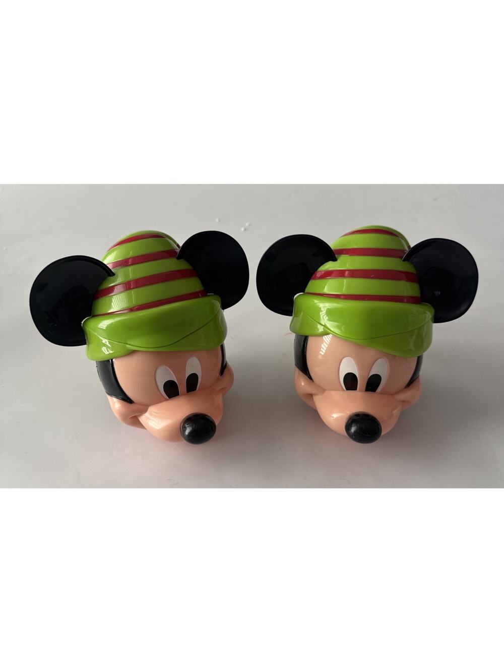 Set of 2 Disney Parks Mickey Mouse With Flip Top Lid Snack Cup Christmas Elf